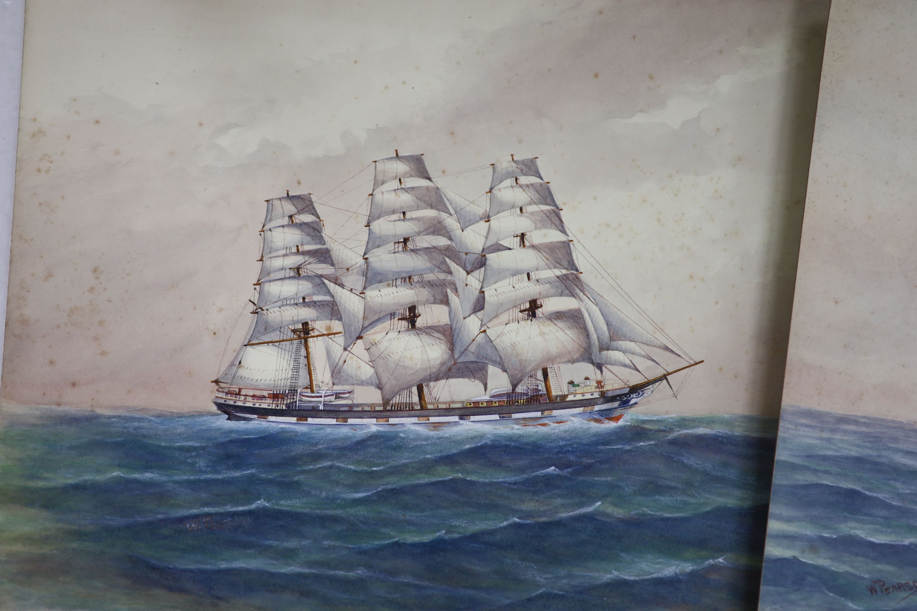 W* Pearson (20th century), watercolour, study of a sailing ship, signed and another by the same hand